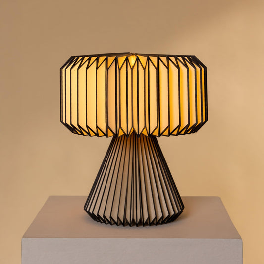 FIG Living Ori Table Lamp for Living Room Decoration, Bedroom, Study and Gifting | 32 cm Tall Origami Design Lampshade | Premium Laminated Paper - Dust and Water Resisant | Ambient Night Lamp