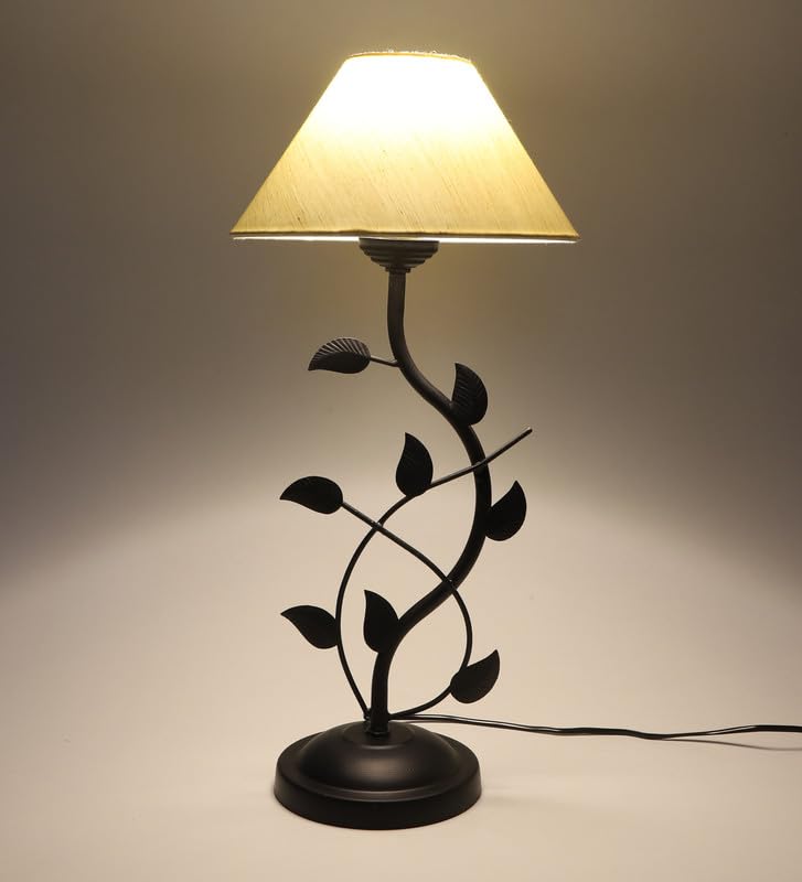 tu casa Table Lamp, Night Lamp for Bedroom, Decoration Bedside Lamp, Metal Table Lamp with Satin Shade| Nightstand Lamps for Bedroom, Living Room, Gift| Home Decor Items