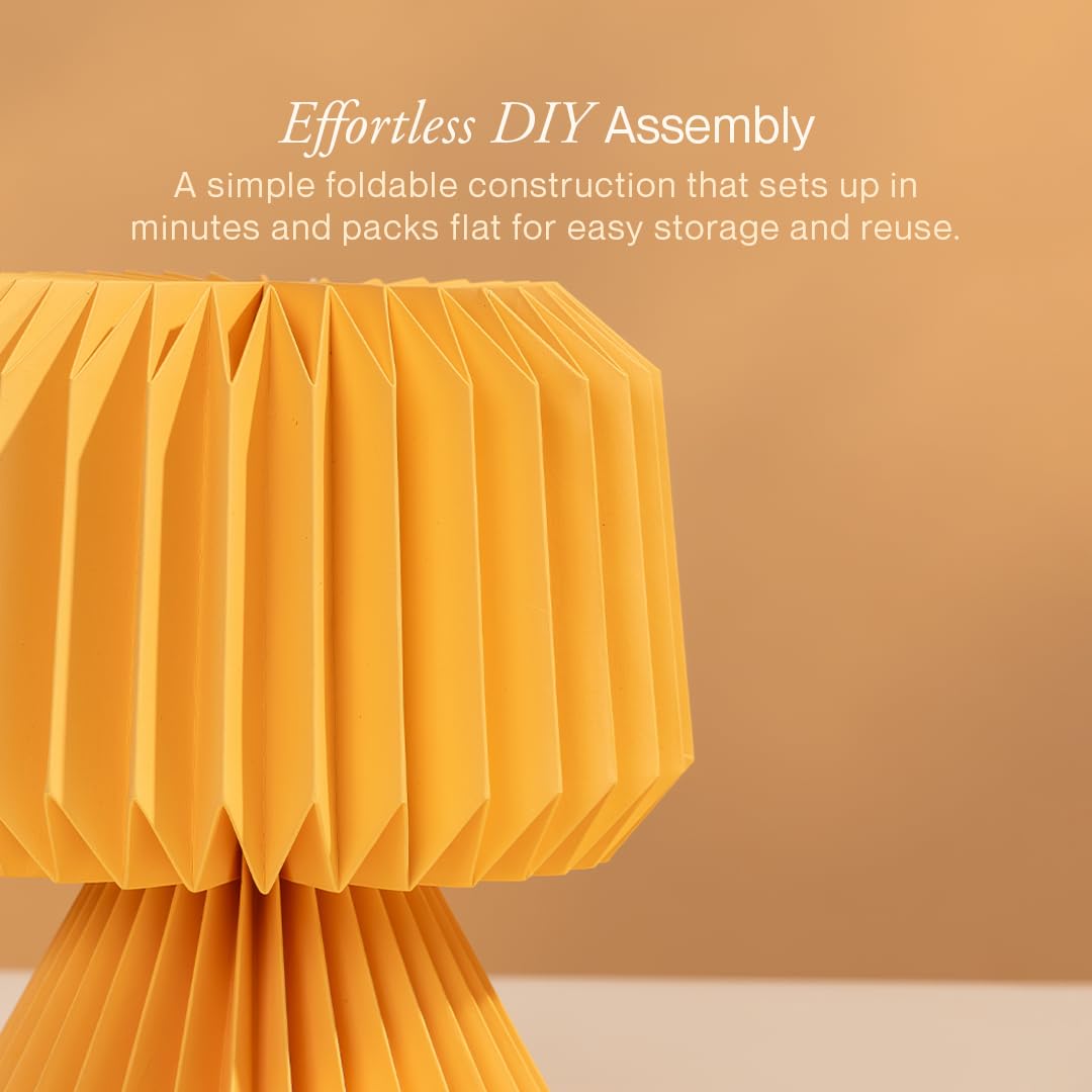 FIG Living Ori Table Lamp for Living Room Decoration, Bedroom, Study and Gifting | 32 cm Tall Origami Design Lampshade | Premium Laminated Paper - Dust and Water Resisant | Ambient Night Lamp