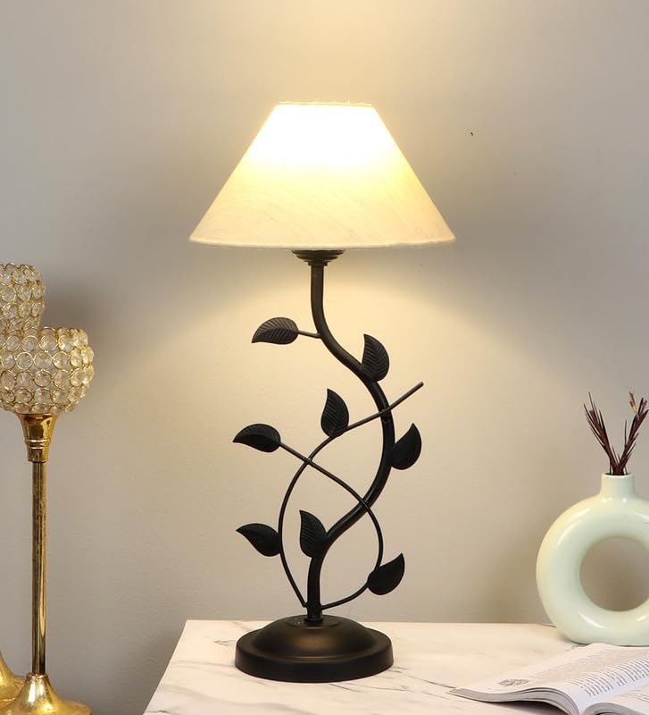 tu casa Table Lamp, Night Lamp for Bedroom, Decoration Bedside Lamp, Metal Table Lamp with Satin Shade| Nightstand Lamps for Bedroom, Living Room, Gift| Home Decor Items