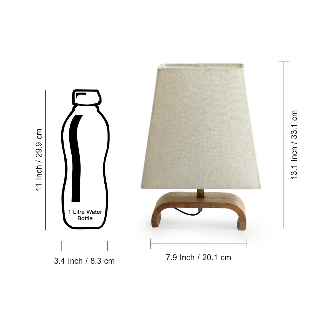 ExclusiveLane 'Geometry' Mango Wooden Table Lamp for Bedroom (13.1 Inch, Without Bulb, Pack of 1) | CFL/LED Table Lamp for Living Room Decoration Bedside Lamp Bedside Lamps for Bedroom Bed Side Lamp