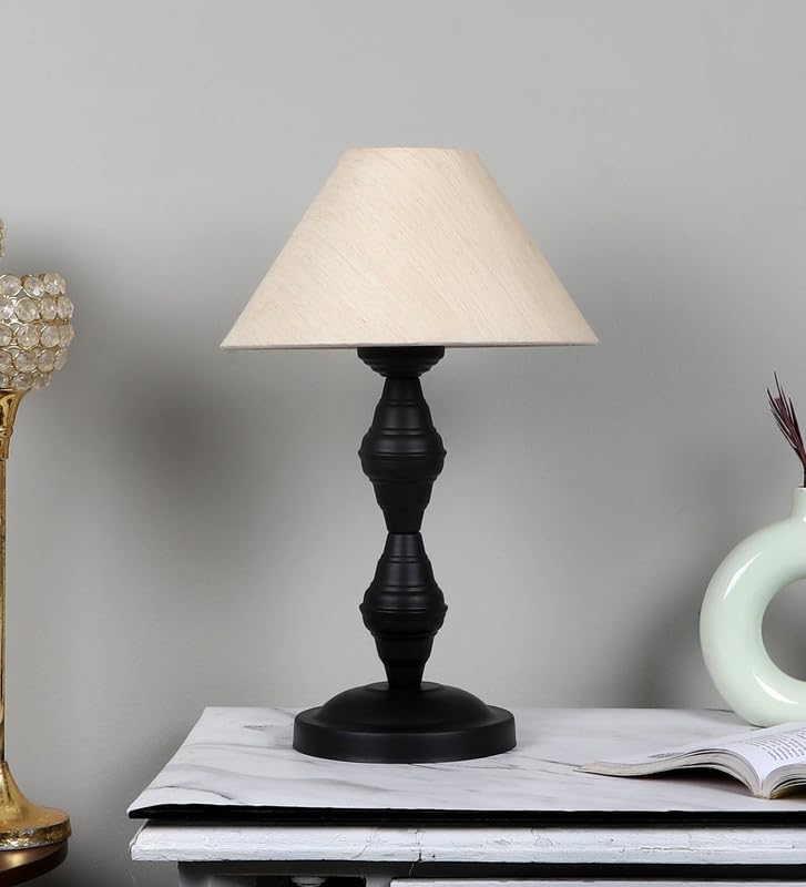 tu casa Table Lamp, Night Lamp for Bedroom, Decoration Bedside Lamp, Metal Table Lamp with Satin Shade| Nightstand Lamps for Bedroom, Living Room, Gift| Home Decor Items