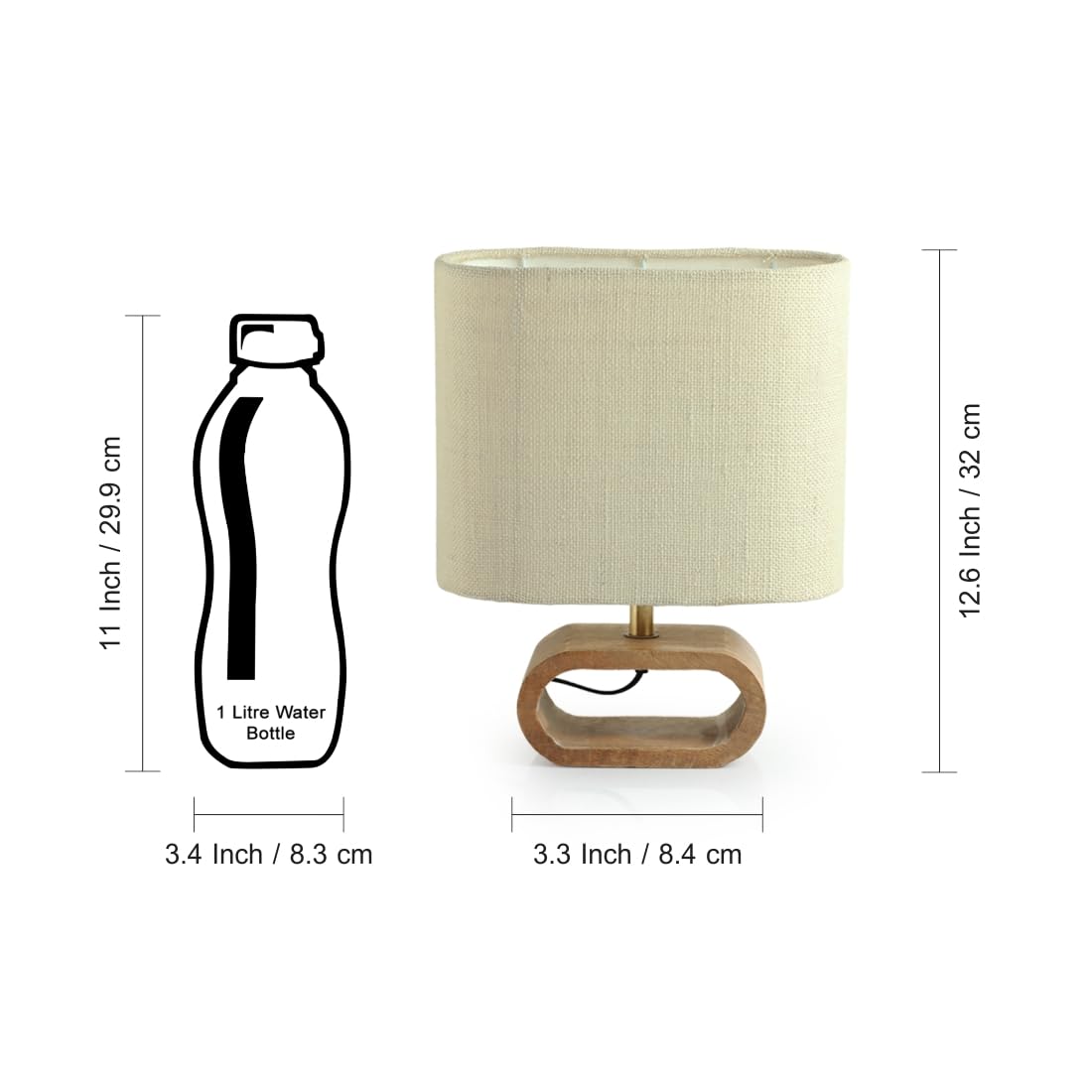 ExclusiveLane 'Geometry' Mango Wooden Table Lamp for Bedroom (13.1 Inch, Without Bulb, Pack of 1) | CFL/LED Table Lamp for Living Room Decoration Bedside Lamp Bedside Lamps for Bedroom Bed Side Lamp