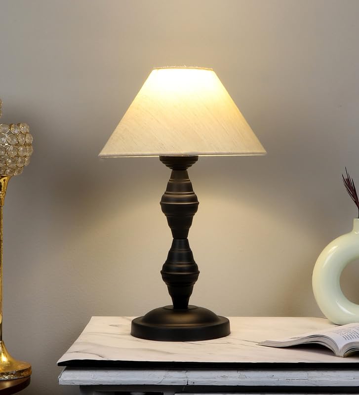 tu casa Table Lamp, Night Lamp for Bedroom, Decoration Bedside Lamp, Metal Table Lamp with Satin Shade| Nightstand Lamps for Bedroom, Living Room, Gift| Home Decor Items