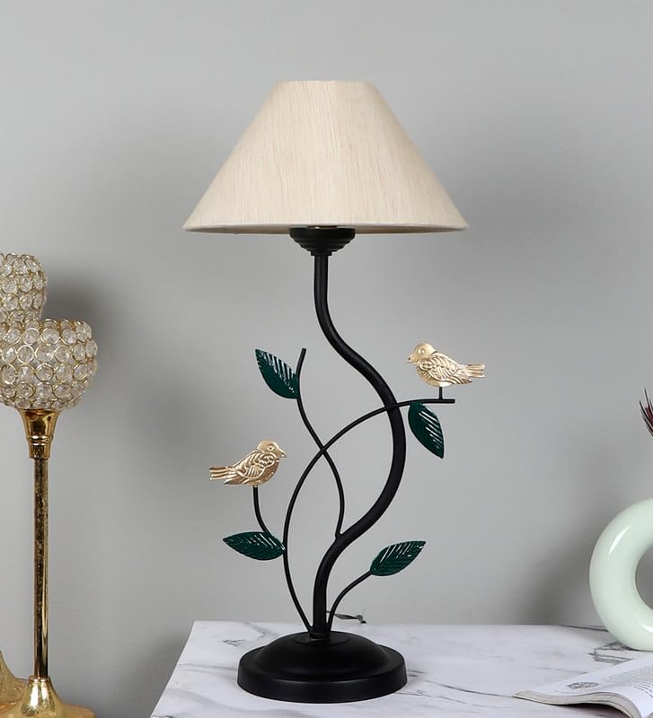 tu casa Table Lamp, Night Lamp for Bedroom, Decoration Bedside Lamp, Metal Table Lamp with Satin Shade| Nightstand Lamps for Bedroom, Living Room, Gift| Home Decor Items