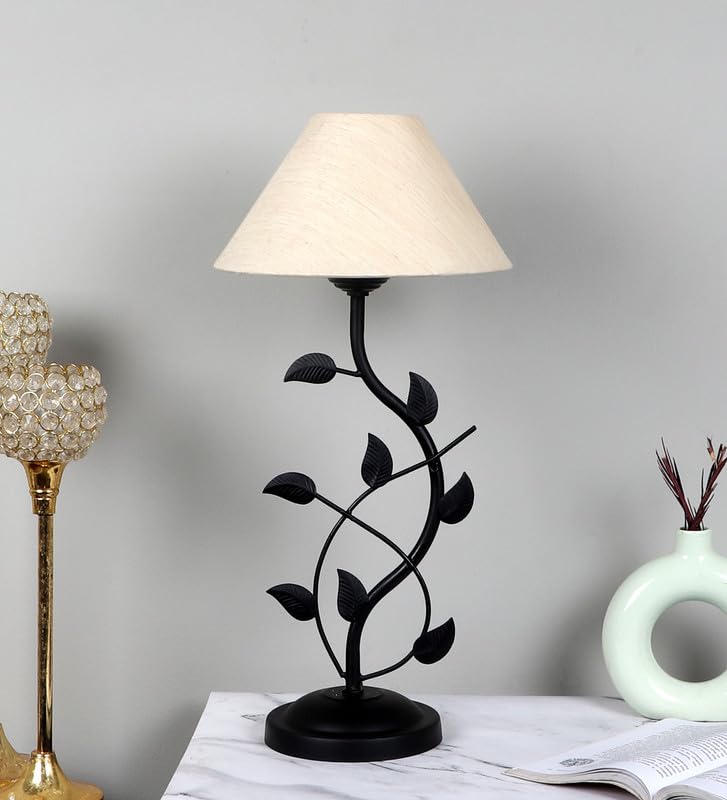 tu casa Table Lamp, Night Lamp for Bedroom, Decoration Bedside Lamp, Metal Table Lamp with Satin Shade| Nightstand Lamps for Bedroom, Living Room, Gift| Home Decor Items