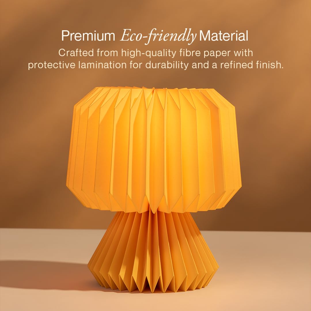 FIG Living Ori Table Lamp for Living Room Decoration, Bedroom, Study and Gifting | 32 cm Tall Origami Design Lampshade | Premium Laminated Paper - Dust and Water Resisant | Ambient Night Lamp