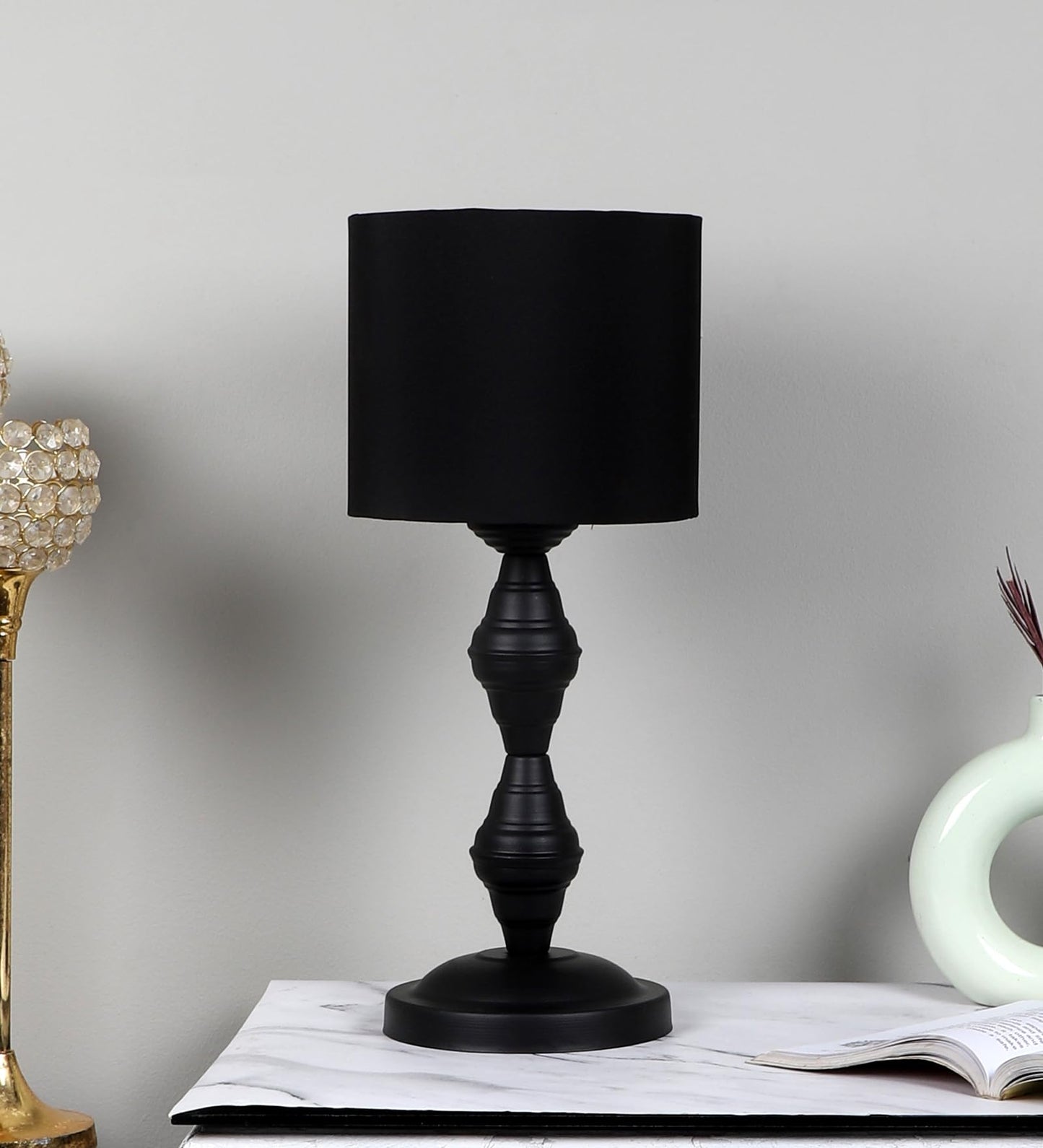 tu casa Table Lamp, Night Lamp for Bedroom, Decoration Bedside Lamp, Metal Table Lamp with Satin Shade| Nightstand Lamps for Bedroom, Living Room, Gift| Home Decor Items