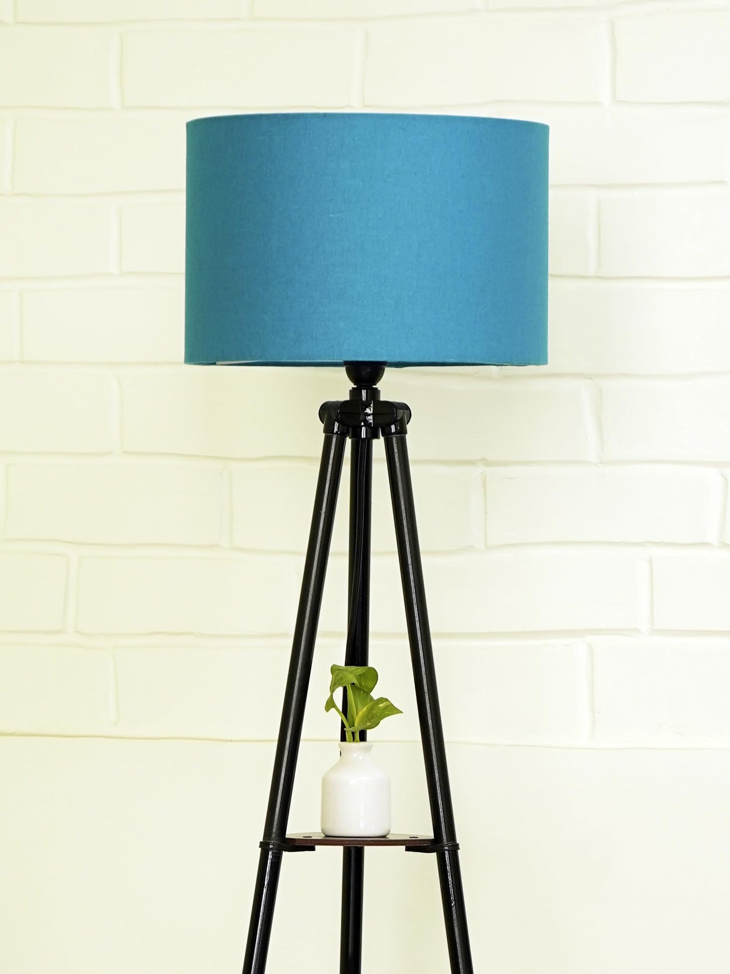 Crosscut Furniture LED Tripod Floor Lamp with 3 Shelves, Brown Jute, Metal Corner Floor Lamp, for Decoration and Gifting