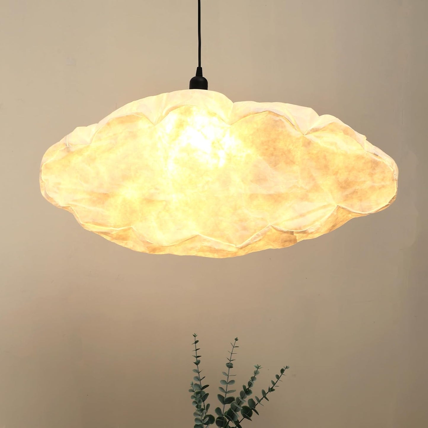 FIG Living Cloud Pendant Lamp (Off White) | Synthetic Handcrafted Ceiling Lamp | Best for Living Room, Dining Room, Hallway | Modern Design Lampshade | (Bulb not Included)