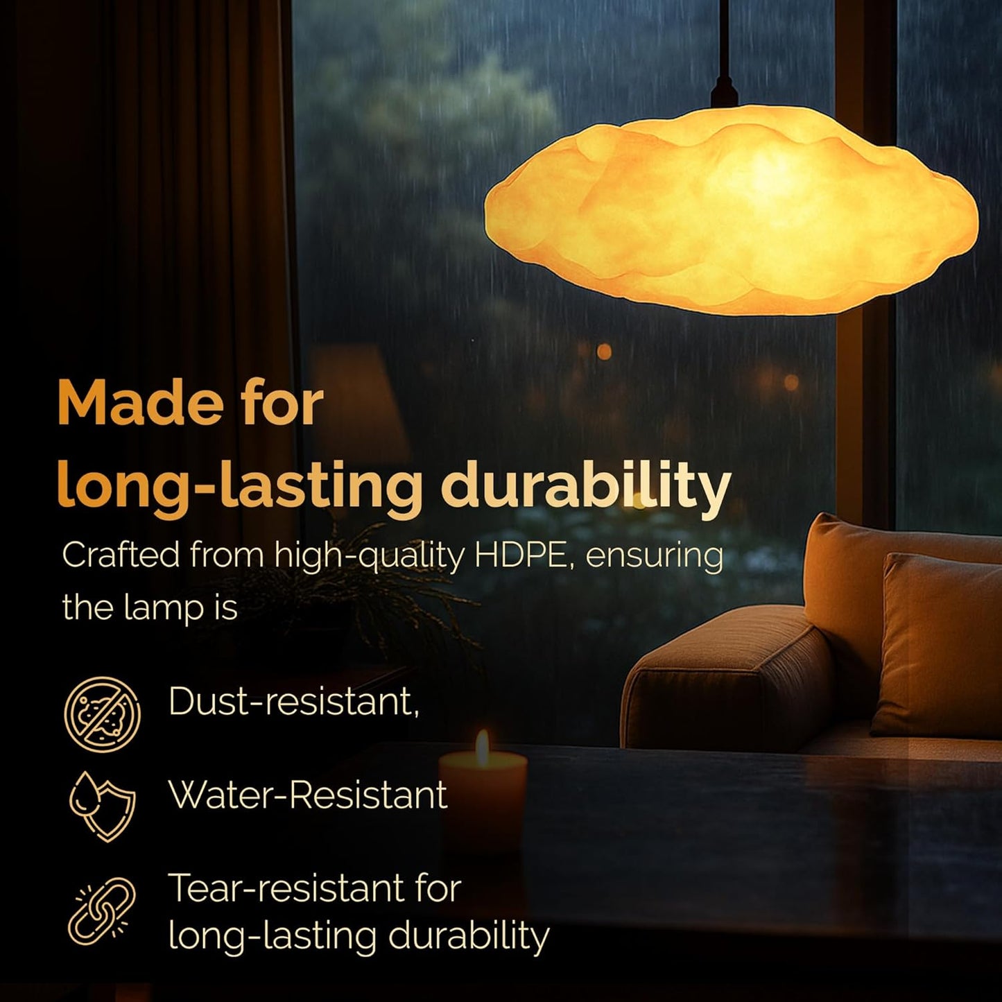 FIG Living Cloud Pendant Lamp (Off White) | Synthetic Handcrafted Ceiling Lamp | Best for Living Room, Dining Room, Hallway | Modern Design Lampshade | (Bulb not Included)