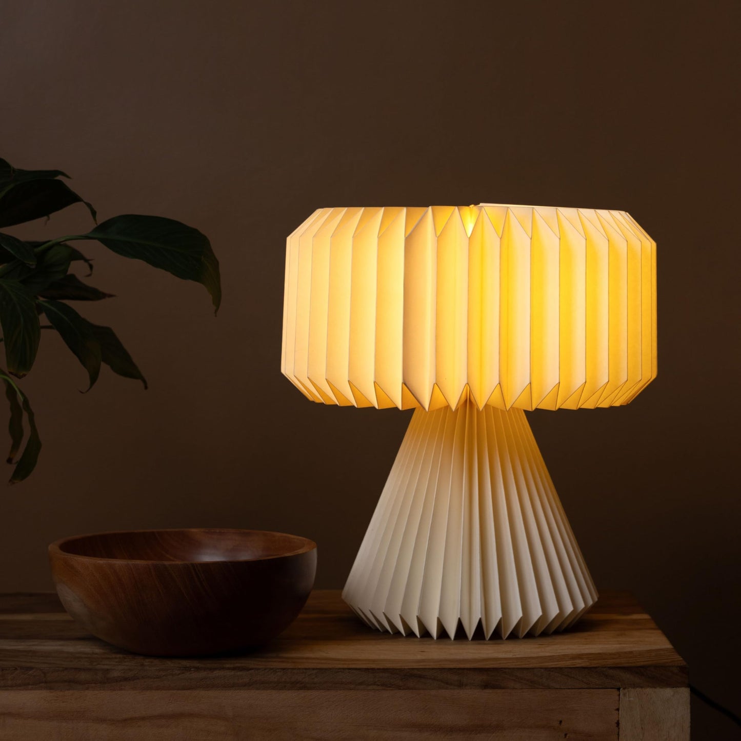 FIG Living Ori Table Lamp for Living Room Decoration, Bedroom, Study and Gifting | 32 cm Tall Origami Design Lampshade | Premium Laminated Paper - Dust and Water Resisant | Ambient Night Lamp