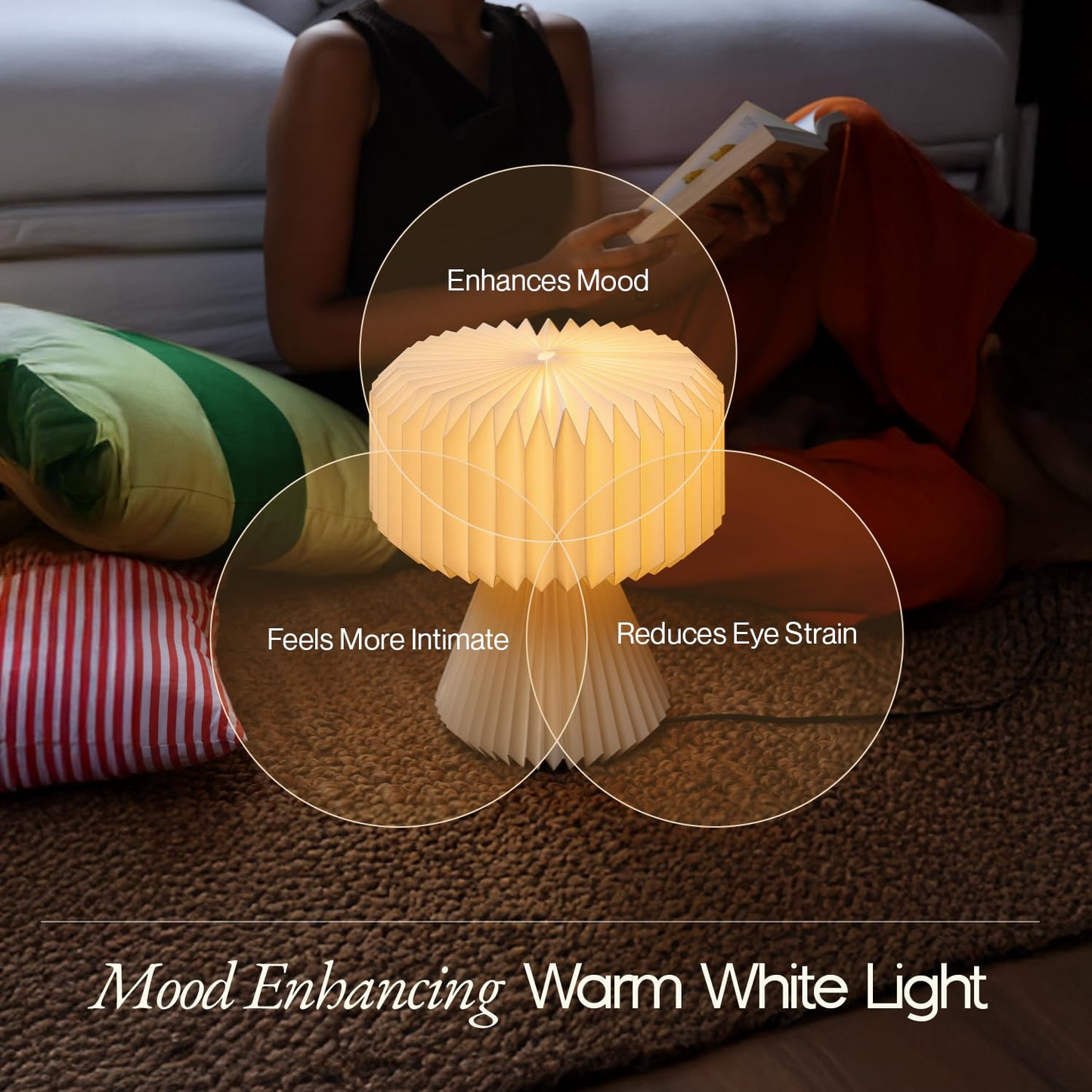 FIG Living Ori Table Lamp for Living Room Decoration, Bedroom, Study and Gifting | 32 cm Tall Origami Design Lampshade | Premium Laminated Paper - Dust and Water Resisant | Ambient Night Lamp