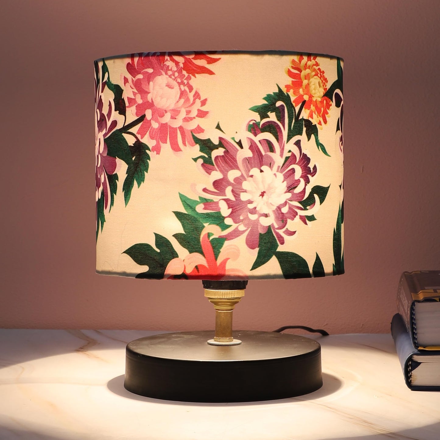 tu casa Table Lamp, Night Lamp for Bedroom, Decoration Bedside Lamp, Metal Table Lamp with Satin Shade| Nightstand Lamps for Bedroom, Living Room, Gift| Home Decor Items