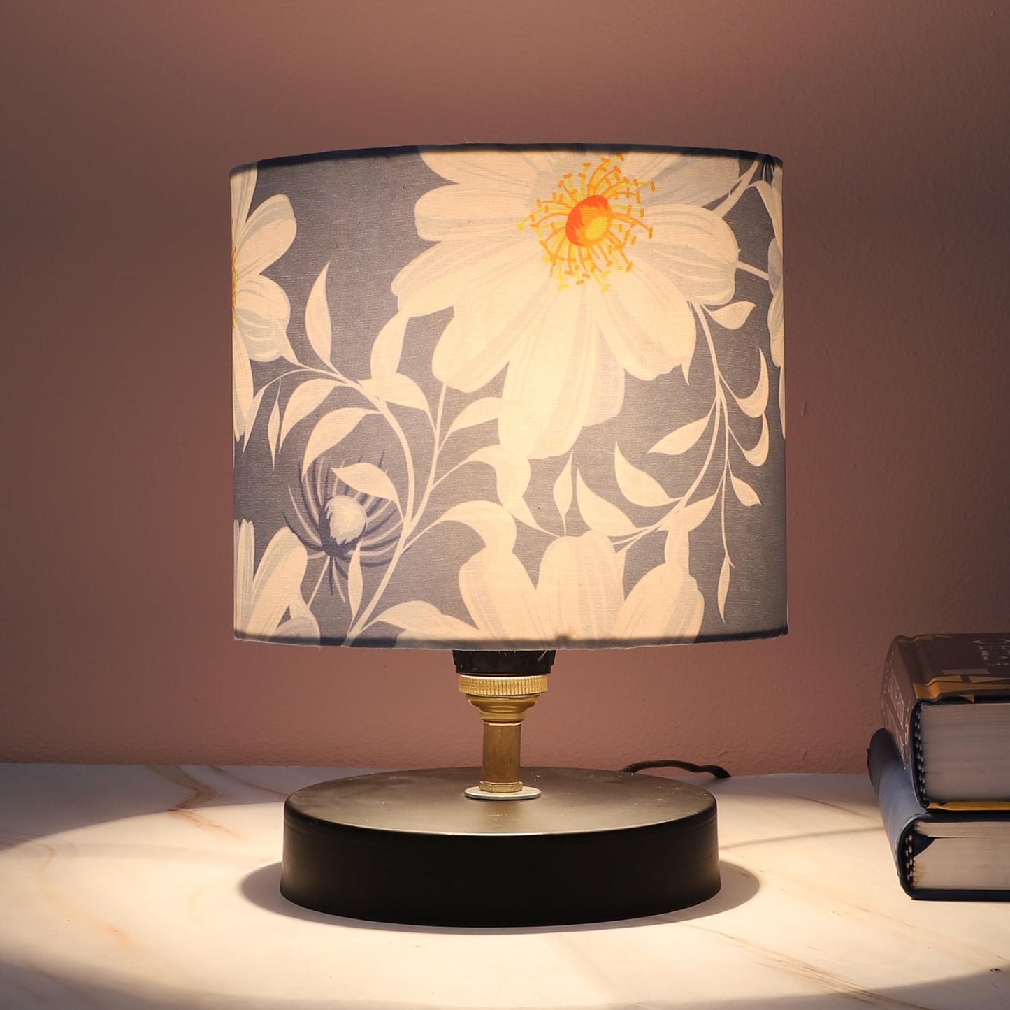 tu casa Table Lamp, Night Lamp for Bedroom, Decoration Bedside Lamp, Metal Table Lamp with Satin Shade| Nightstand Lamps for Bedroom, Living Room, Gift| Home Decor Items