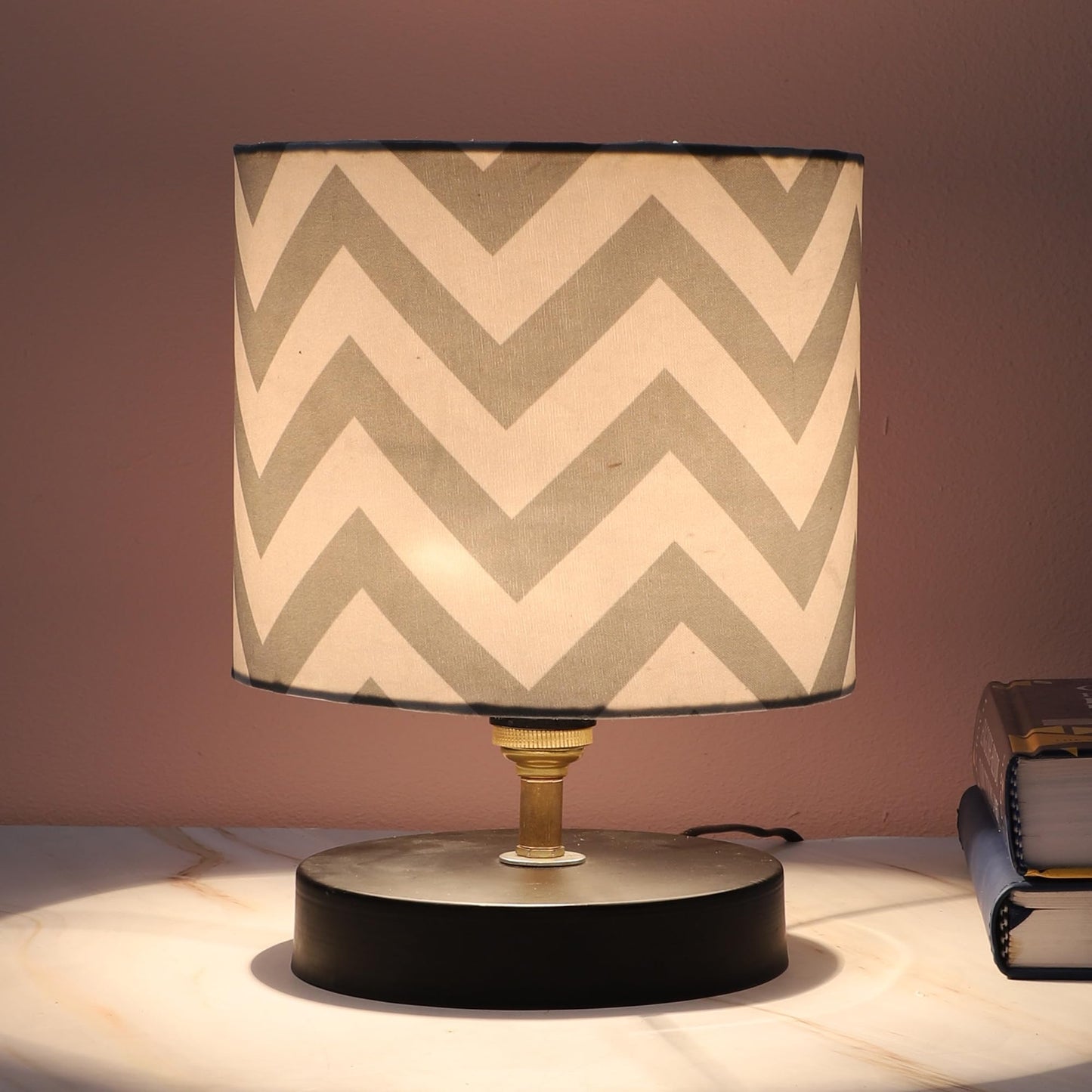 tu casa Table Lamp, Night Lamp for Bedroom, Decoration Bedside Lamp, Metal Table Lamp with Satin Shade| Nightstand Lamps for Bedroom, Living Room, Gift| Home Decor Items