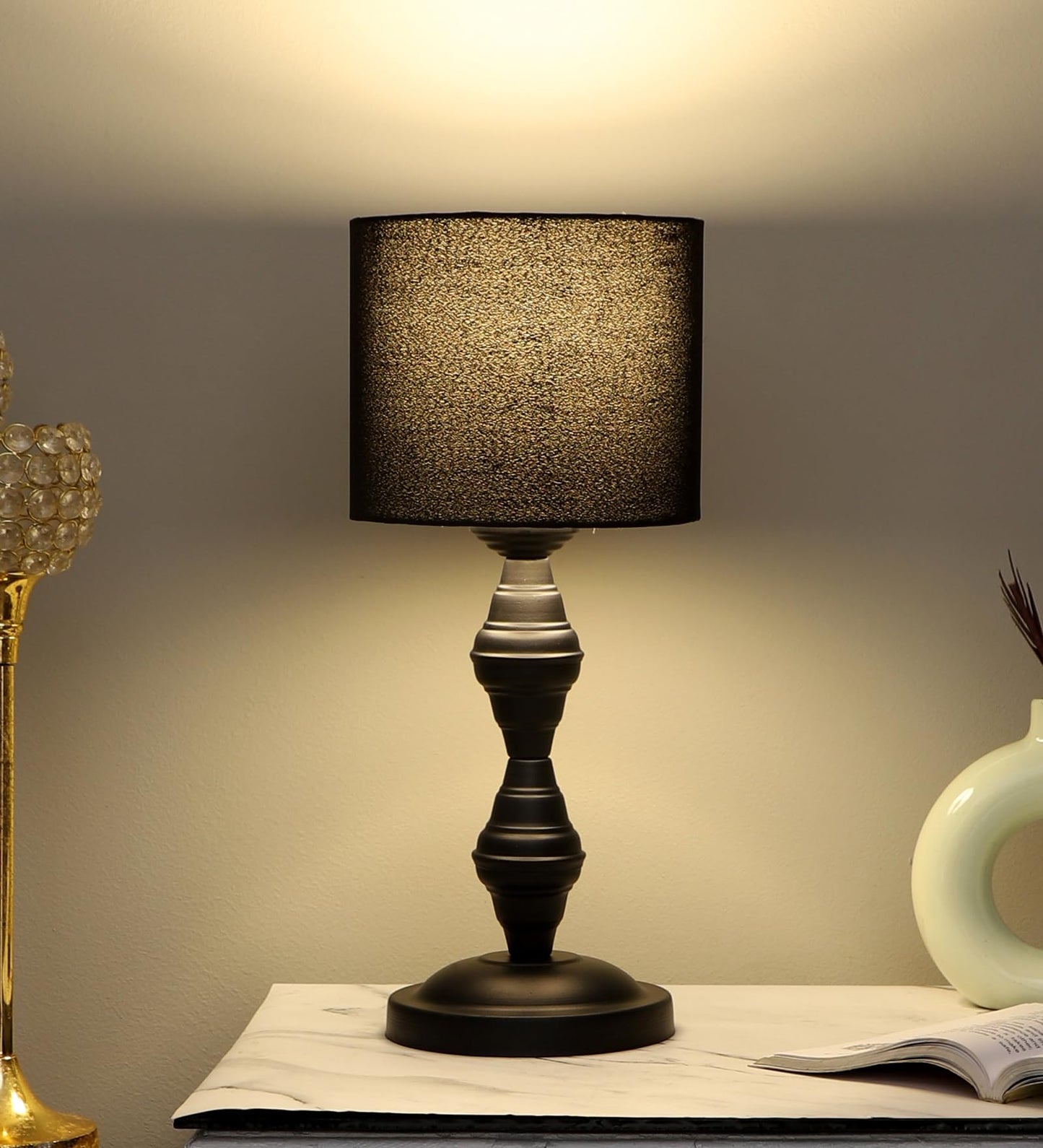 tu casa Table Lamp, Night Lamp for Bedroom, Decoration Bedside Lamp, Metal Table Lamp with Satin Shade| Nightstand Lamps for Bedroom, Living Room, Gift| Home Decor Items