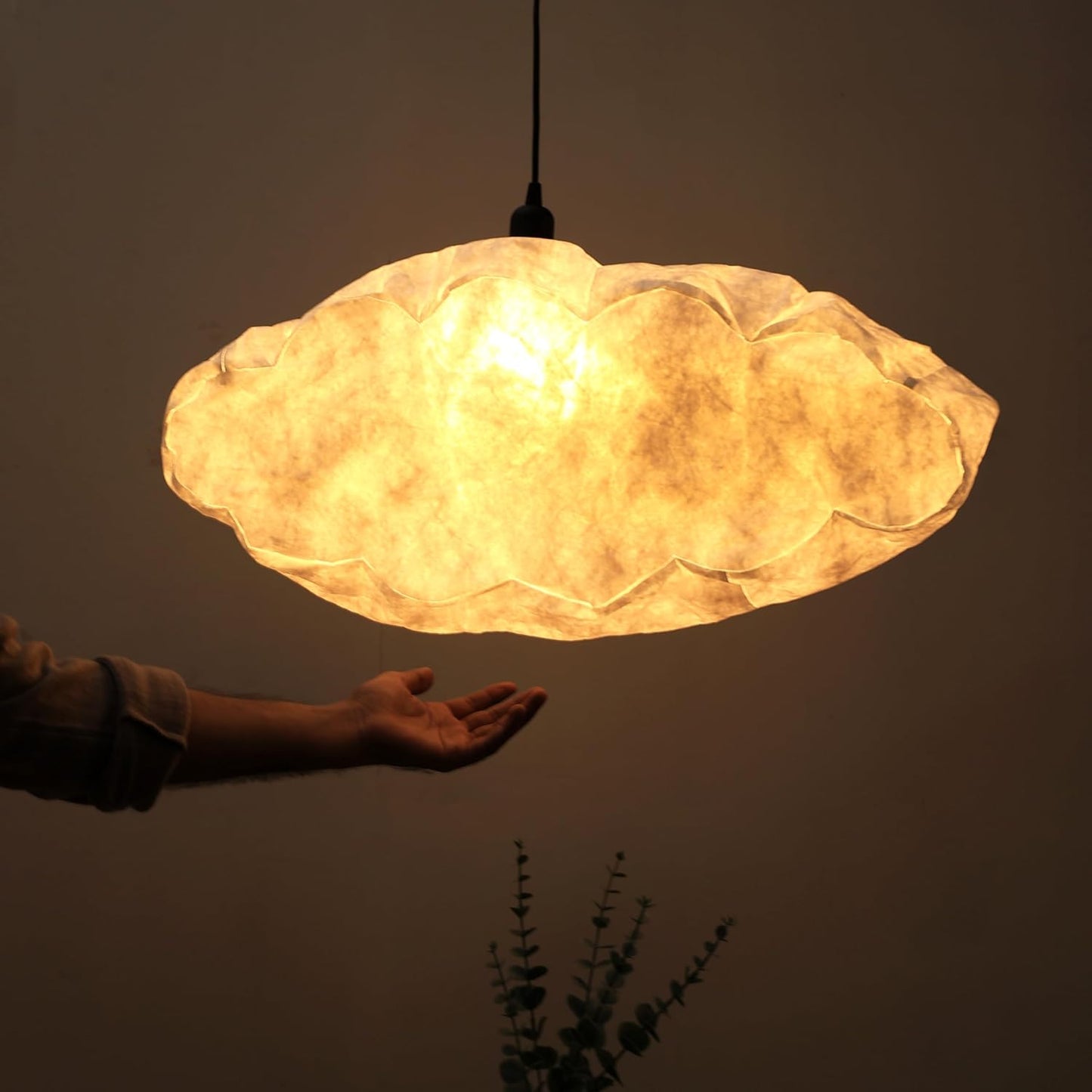FIG Living Cloud Pendant Lamp (Off White) | Synthetic Handcrafted Ceiling Lamp | Best for Living Room, Dining Room, Hallway | Modern Design Lampshade | (Bulb not Included)