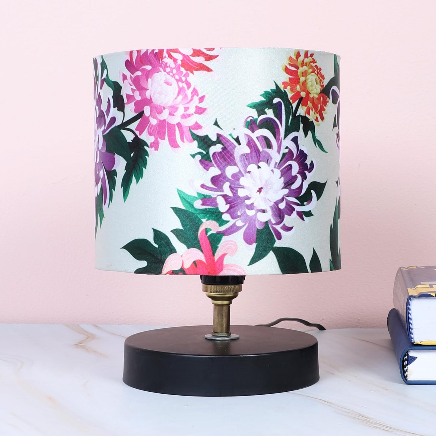 tu casa Table Lamp, Night Lamp for Bedroom, Decoration Bedside Lamp, Metal Table Lamp with Satin Shade| Nightstand Lamps for Bedroom, Living Room, Gift| Home Decor Items