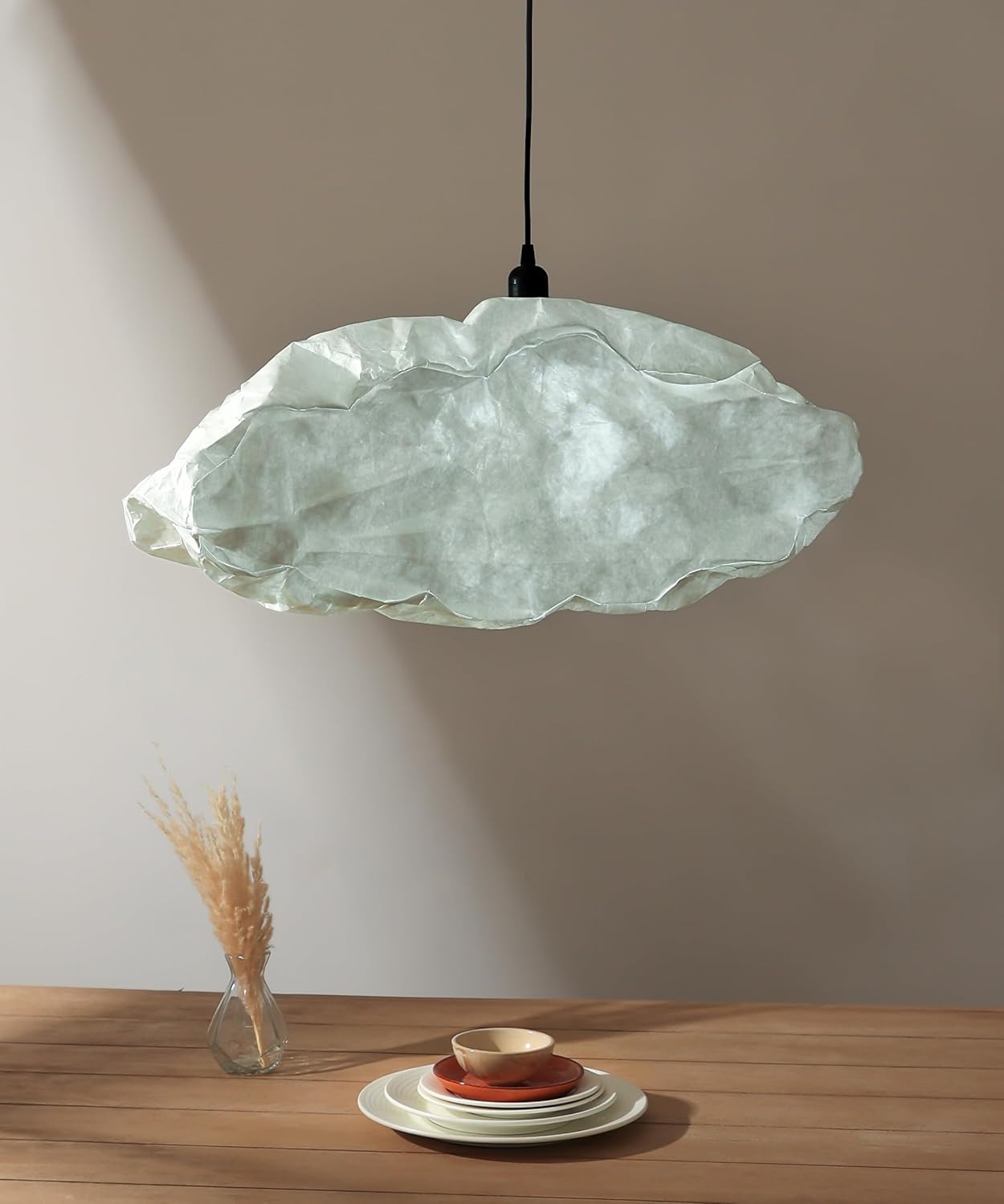 FIG Living Cloud Pendant Lamp (Off White) | Synthetic Handcrafted Ceiling Lamp | Best for Living Room, Dining Room, Hallway | Modern Design Lampshade | (Bulb not Included)