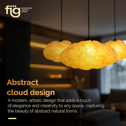 FIG Living Cloud Pendant Lamp (Off White) | Synthetic Handcrafted Ceiling Lamp | Best for Living Room, Dining Room, Hallway | Modern Design Lampshade | (Bulb not Included)