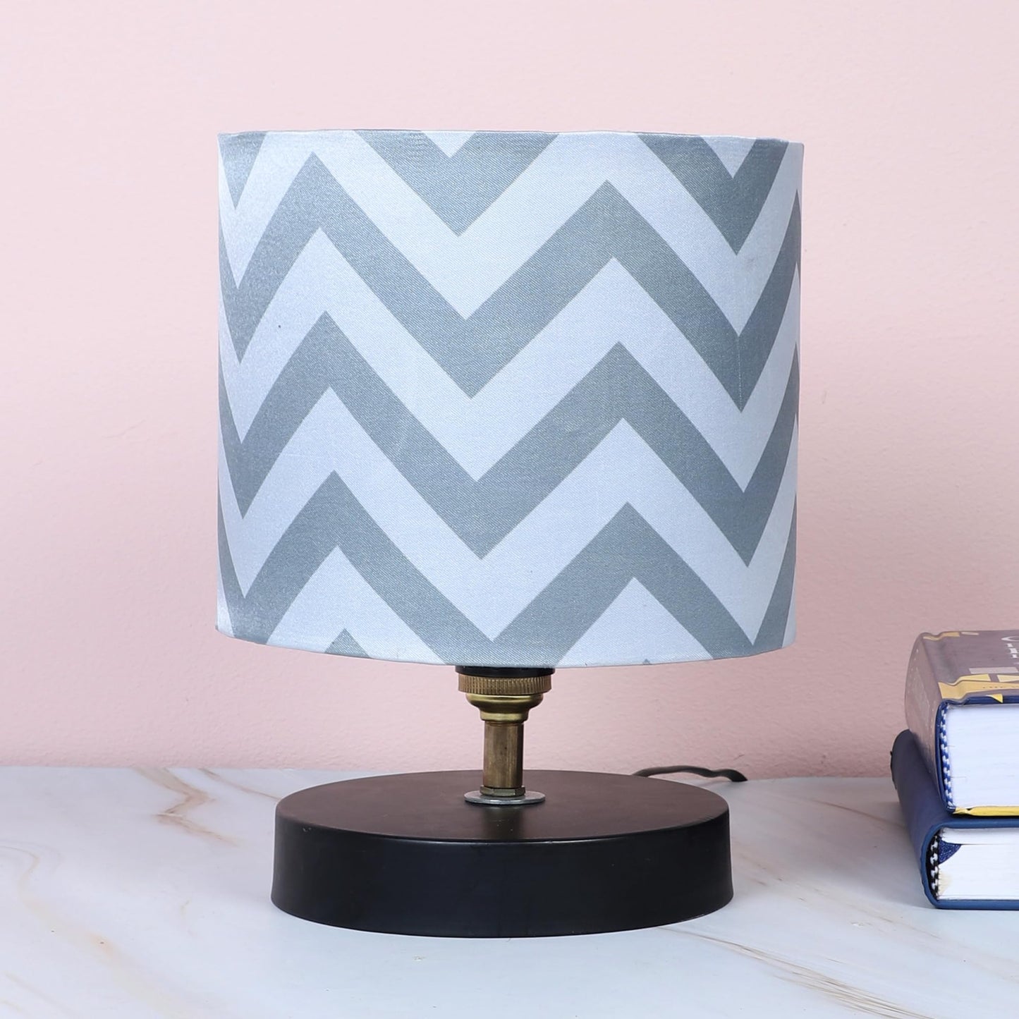 tu casa Table Lamp, Night Lamp for Bedroom, Decoration Bedside Lamp, Metal Table Lamp with Satin Shade| Nightstand Lamps for Bedroom, Living Room, Gift| Home Decor Items