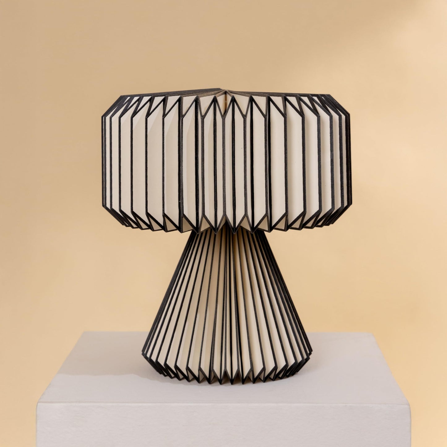 FIG Living Ori Table Lamp for Living Room Decoration, Bedroom, Study and Gifting | 32 cm Tall Origami Design Lampshade | Premium Laminated Paper - Dust and Water Resisant | Ambient Night Lamp